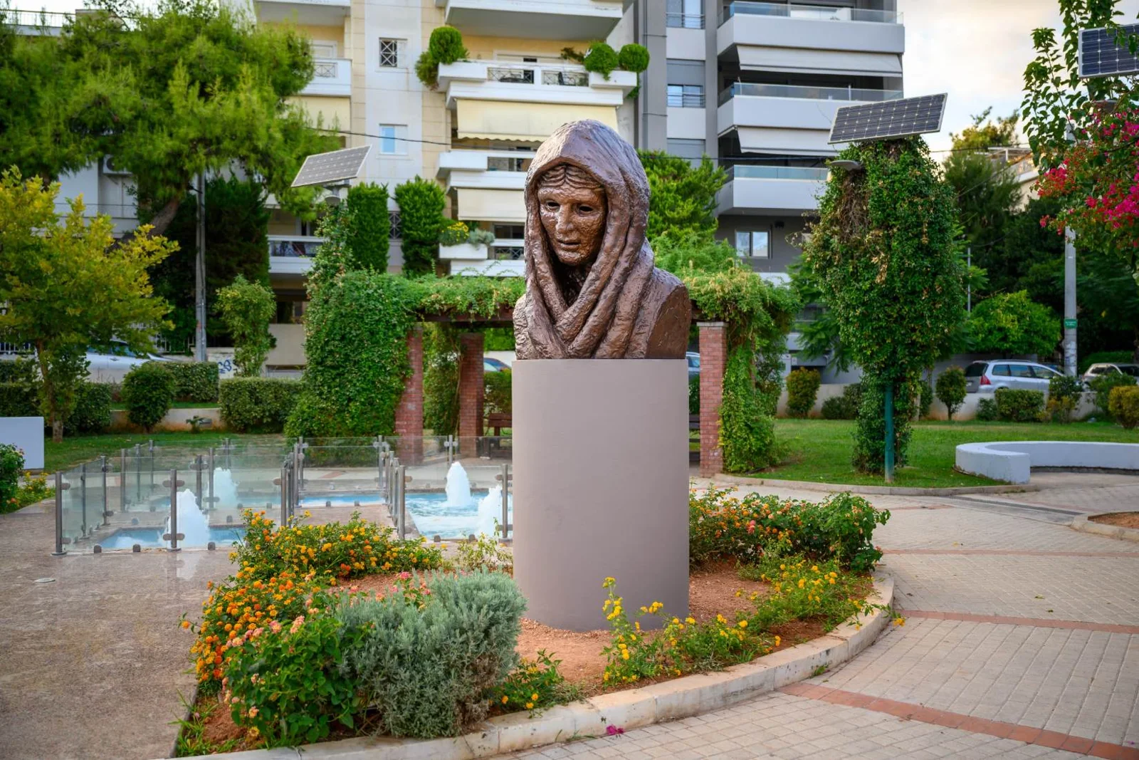 Refugee — Woman of Smyrna installed in Agiou Georgiou Square, Neo Psychiko, Athens